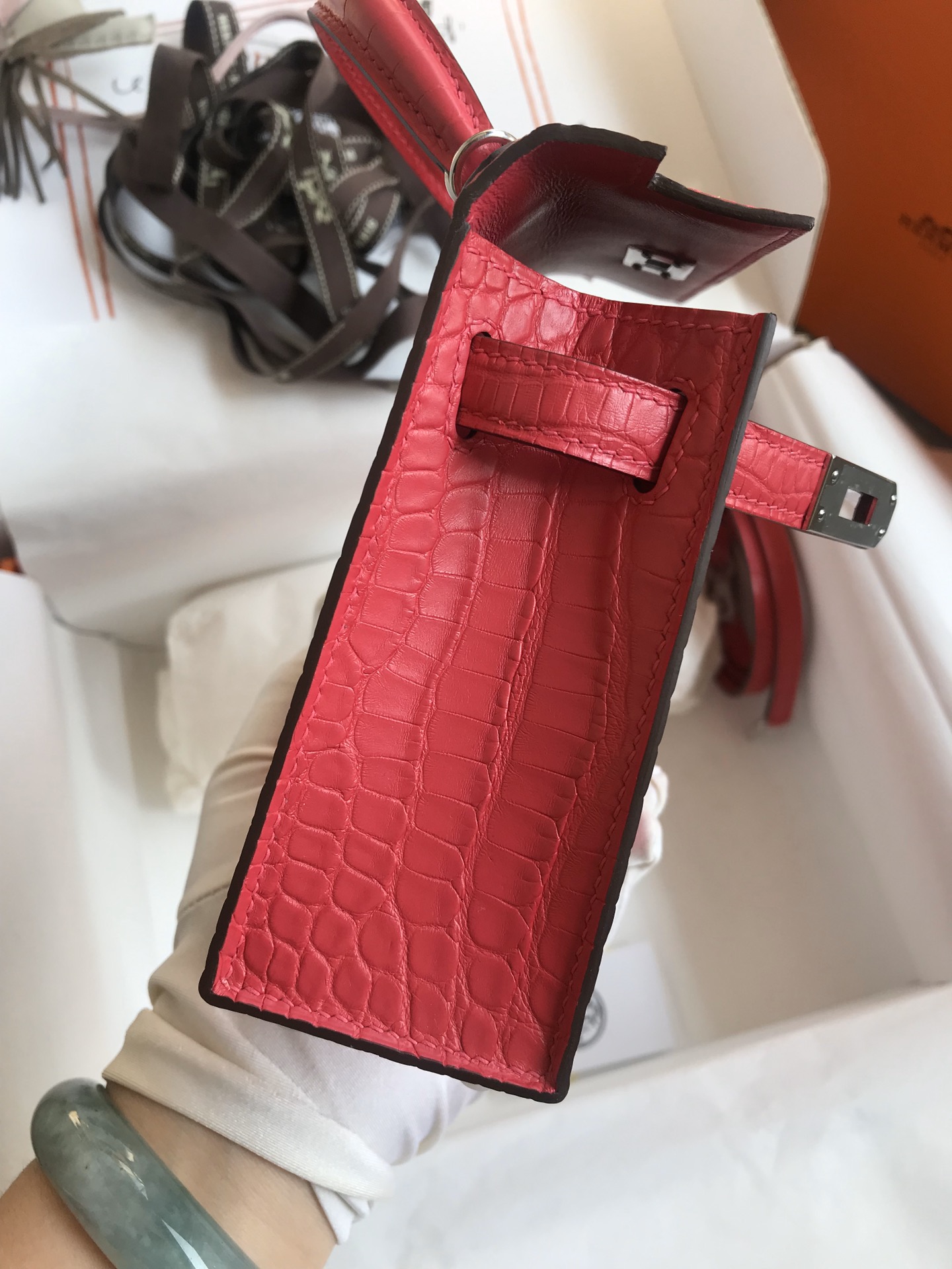 Hermes Kelly Mini II Bag 19CM In Rose Extreme Matte Alligator Leather